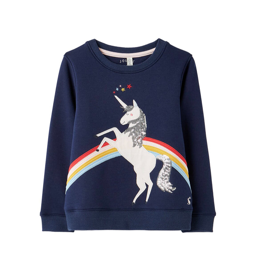 Joules Navy Unicorn Mackenzie Crewneck Sweatshirt