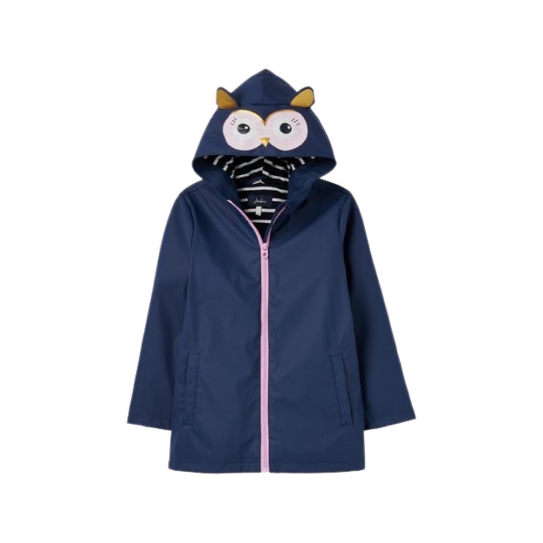 Joules Navy Riverside Owl Hooded Raincoat