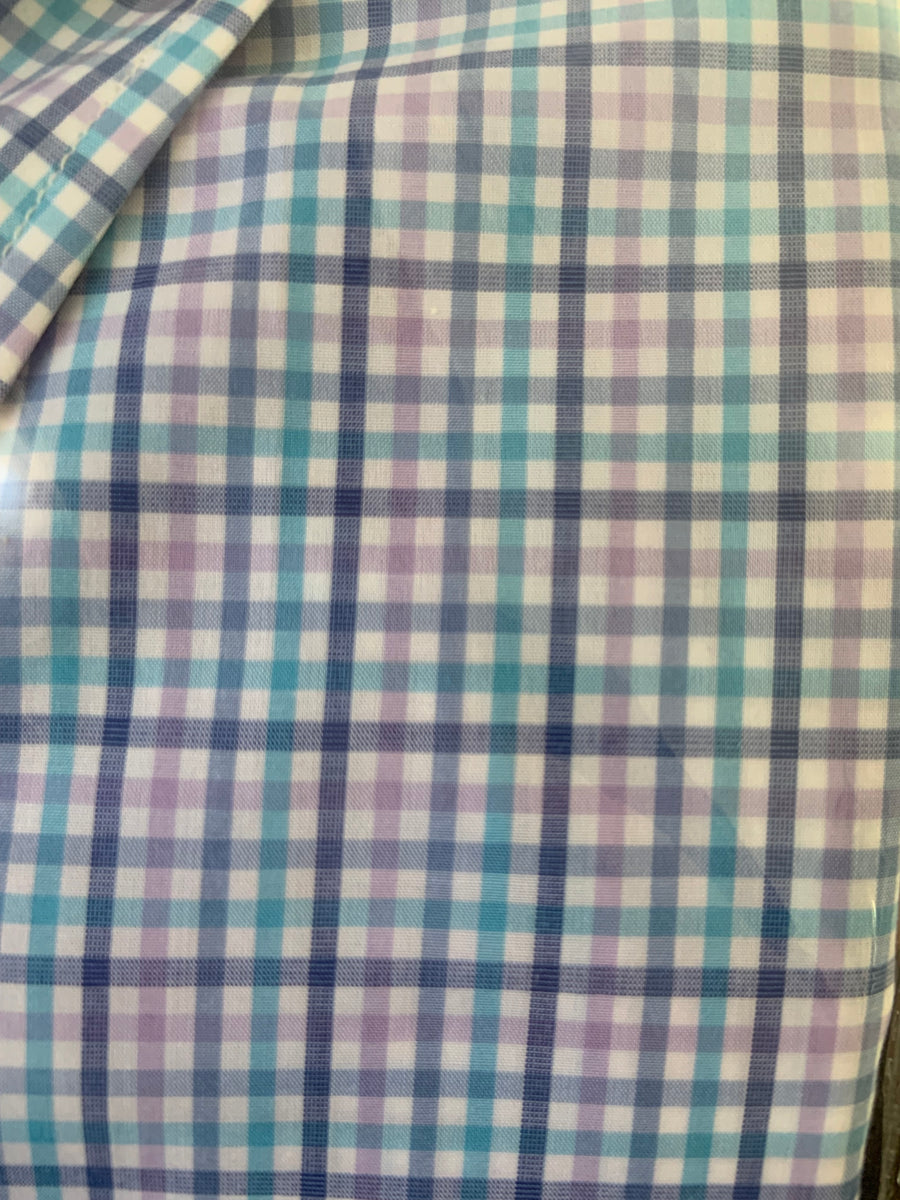 Properly Tied Men's Sportshirt-Navy, Blue and Purple Check-Medium