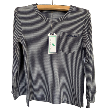 Properly Oliver Pocket LS Tee | Navy Stripe