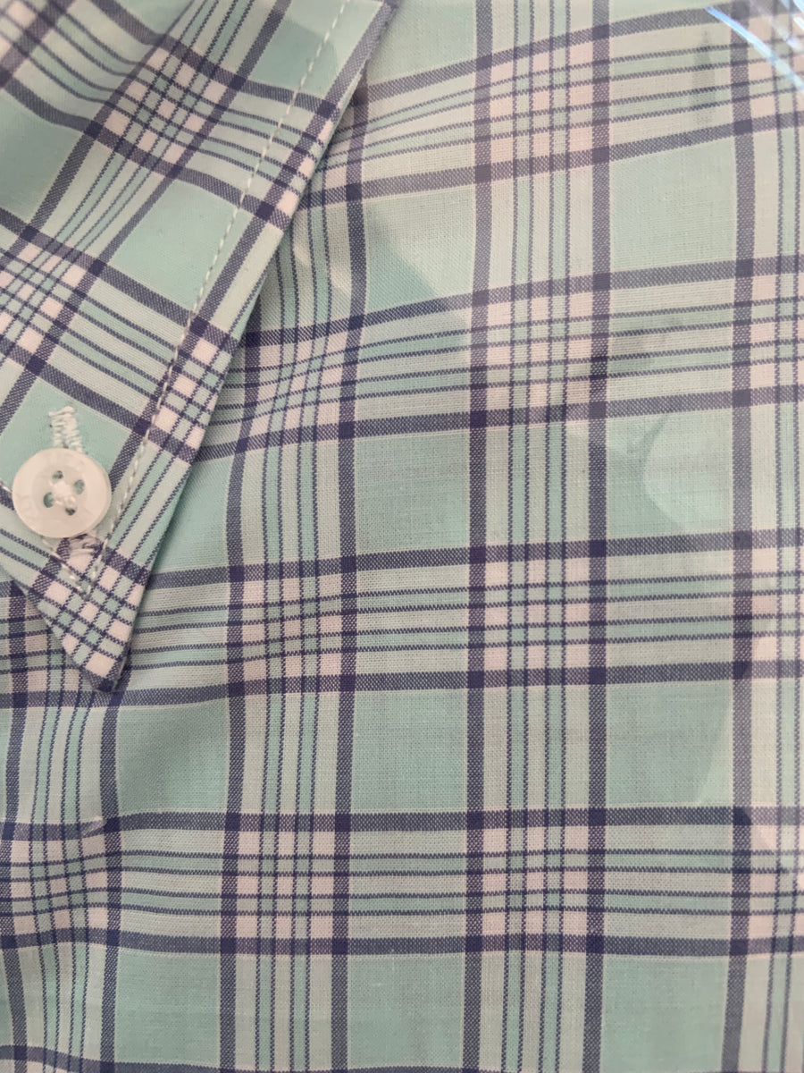 Properly Tied Men's Sportshirt-Seafoam Blue Check Medium