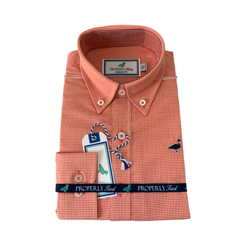 Properly Tied Seasonal Sportshirt | Orange Gingham