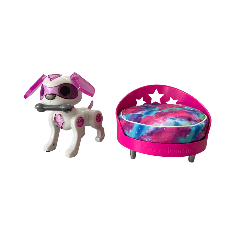 American Girl Luciana's Vega Robot Dog with Galaxy Pet Bed