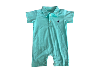 Properly Tied Baby Shortall Cotton Seafoam