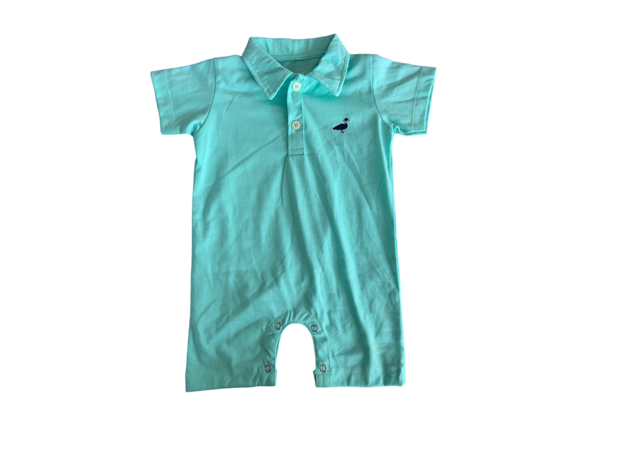 Properly Tied Baby Shortall Cotton Seafoam