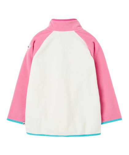 Joules | Pink & White Color Block Button-Front Jaxon Fleece Pullover