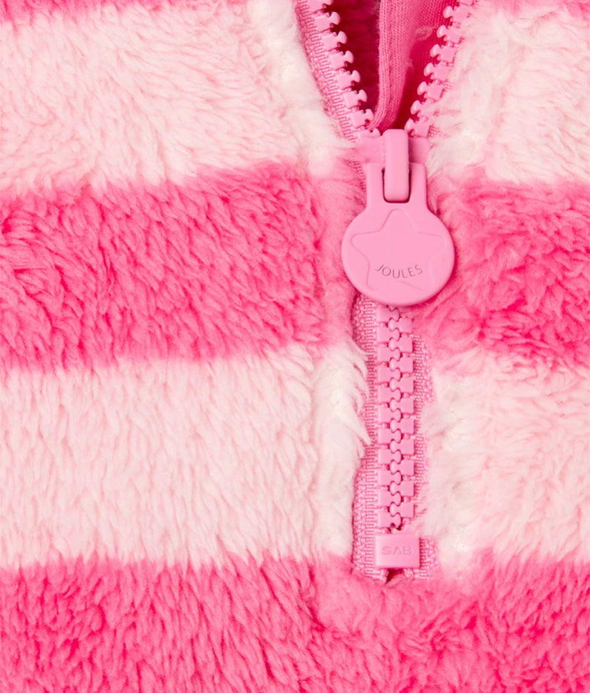 Joules | Pink Stripe Merridie Fleece Quarter-Zip Pullover