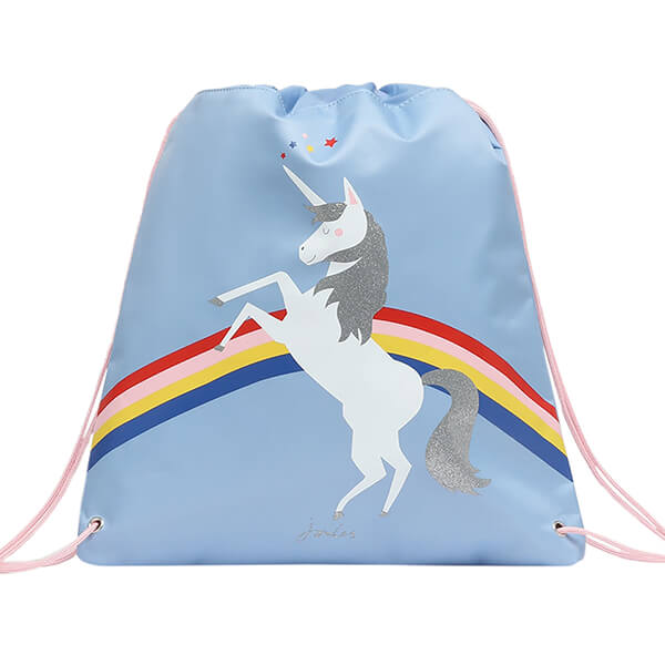 Joules Blue Unicorn Drawstring Bag