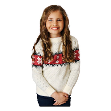 Kids Fair Isle Winter Christmas Holiday Crew Neck Sweater