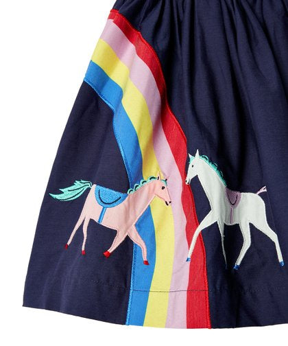 Joules | Navy & Blue Rainbow Horse Ariel A-Line Skirt